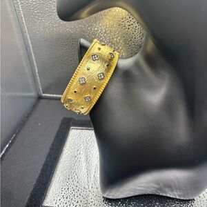 Gold Thick Cuff with Silver & Gold Accents